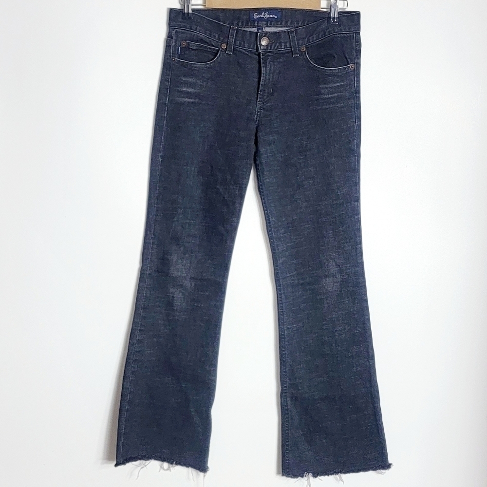 Earl Jean Flare Leg Raw Hem Women's Black Jeans